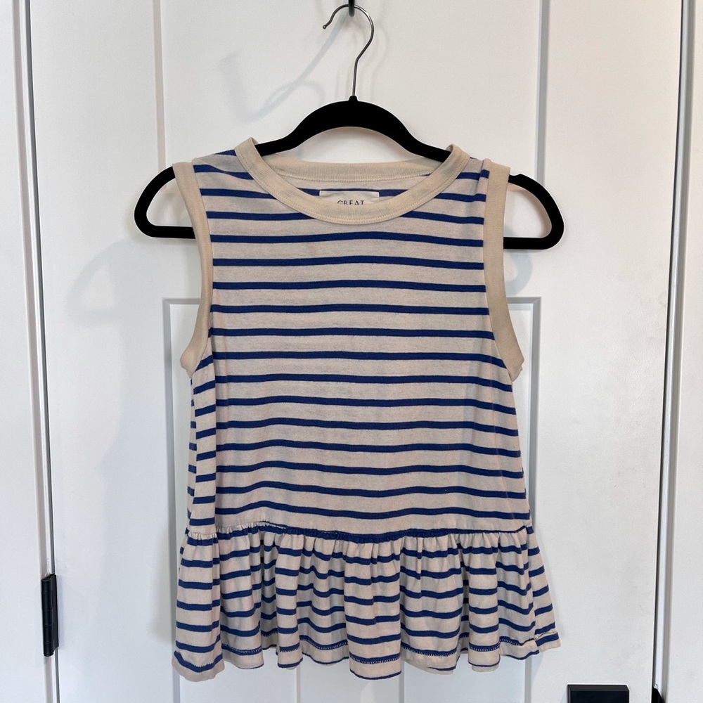 THE GREAT Peplum Striped Tank Size 0 / XS